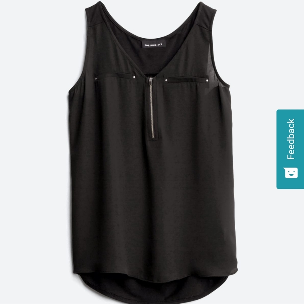 Sleeveless Blouse with Zipper Detail